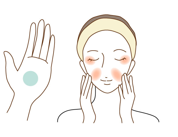 洗顔後、化粧水などで肌を整えた後、適量（さくらんぼ大）を手に取り、お顔全体になじませてください。