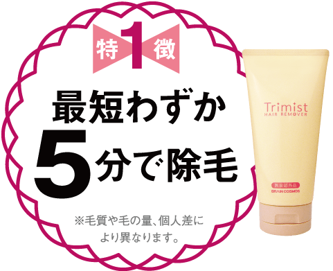 最短わずか５分で除毛完了