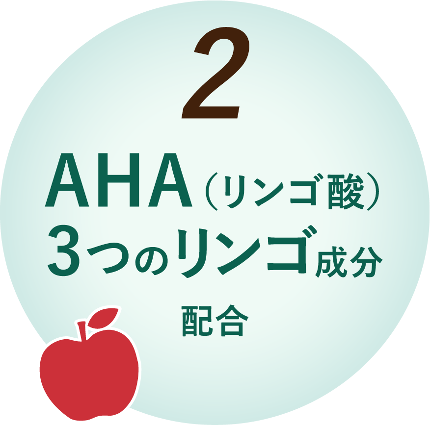 2.AHA（リンゴ酸） 3つのリンゴ成分配合