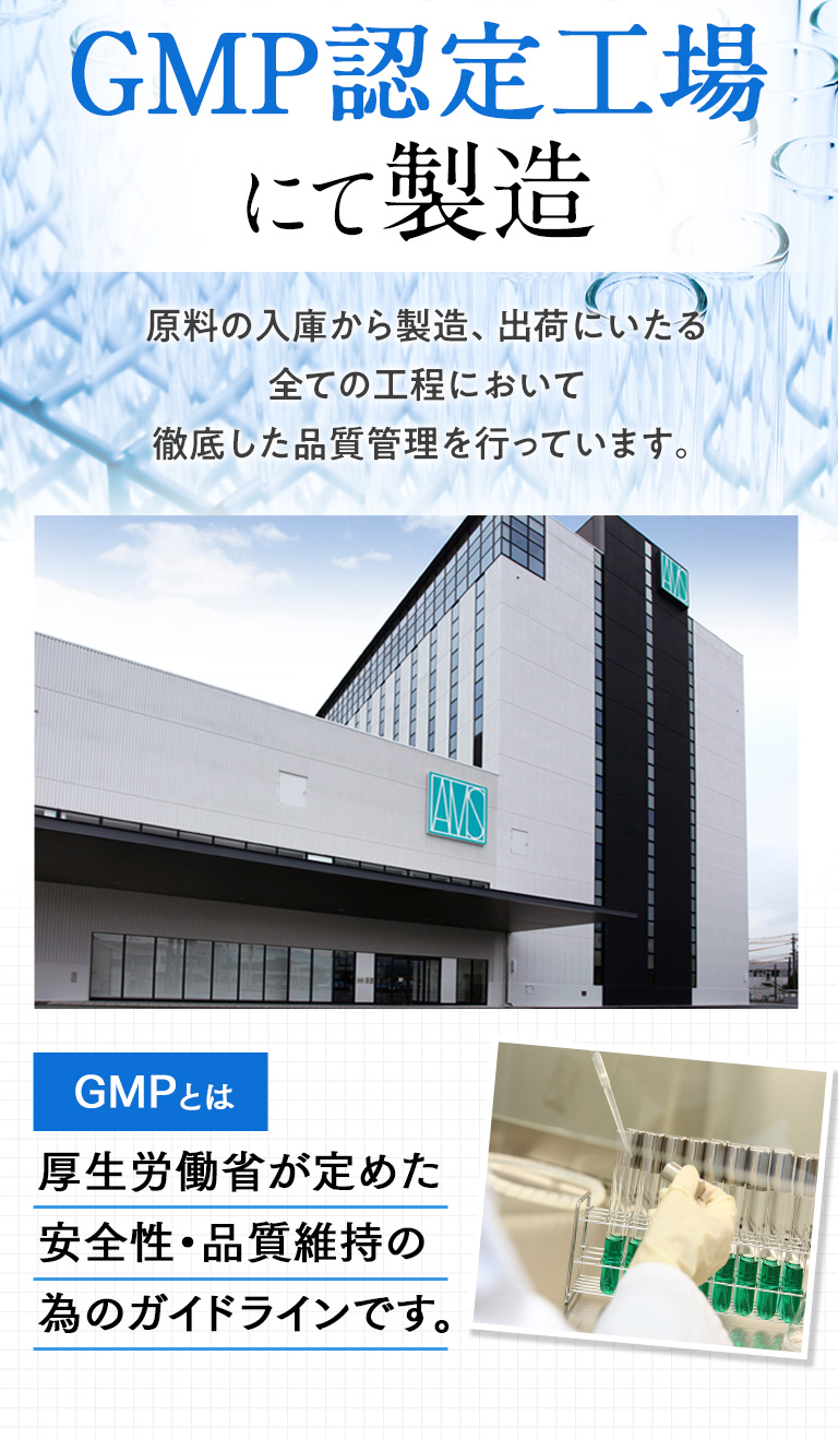 GMP認定工場にて製造